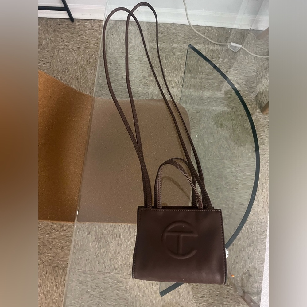 SOLD Chocolate brown small shopping telfar crossbody bag mini